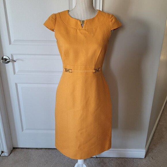 Tahari Arthur S Levine Orange tangerine dress Size 4 cap sleeve - Picture 15 of 15